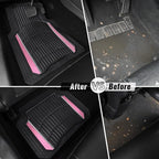 CAR PASS Heavy Duty Rubber Car Floor Mats, Deep Waterproof Car Floor Mats All Weather, Aluminum Film Floor Mats for Cars Non-Slip Universal Trim to Fit for SUVs Trucks Sedans Vans, Black Pink Metallic - Image 6
