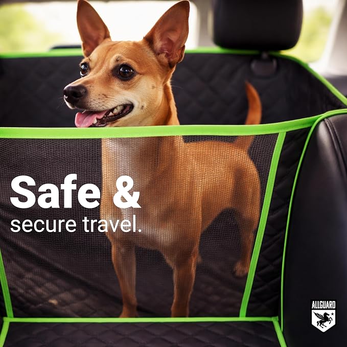 Dog Car Seat Cover for Back Seat, Waterproof, Scratchproof, Nonslip, Dog Hammock for Car, Safety Harness Included, Seat Covers for Pet Dogs, Standard Size (Black/Green) - Image 4