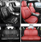 Red High-Density Nappa Leather Automotive Car Seat Covers Full Set | Univerasal Fit,3D Contoured,Waterproof,ThickTexture Nappa Leather,for most Suvs Trucks Sedans - Image 7