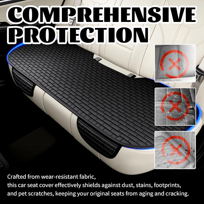 Car Bench Seat Cover with 2 Storage Slots,Breathable Backseat Car Covers to Protect Rear Seats from Dust/Scratches,Non-Slip Back Seat Cars Cover Fit for Most Cars/SUVs - Image 5