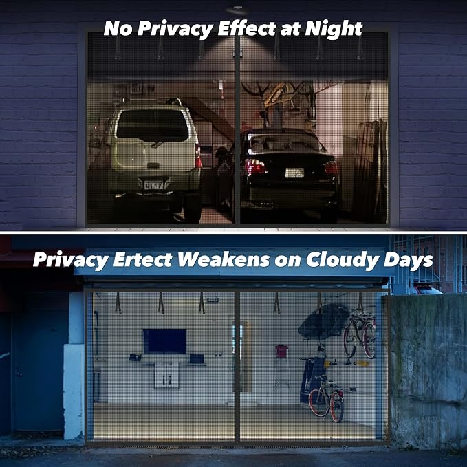 Privacy Garage Door Screen Blackout for 1 Car Garage-9x8FT Heavy Duty Magnetic Garage Screen,Thicker 265g/㎡ Mesh, Hands Free, Magnetic Privacy Garage Screen Door (Black, 9 * 8FT) - Image 3