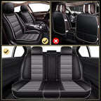 IKABEVEM Car Seat Covers Full Set Fit for Infiniti QX60 2014-2020: 5 Seats Auto Interior Accessories, Faux Leather Waterproof Seat Cushions Vehical Cover (Black&Grey) - Image 5