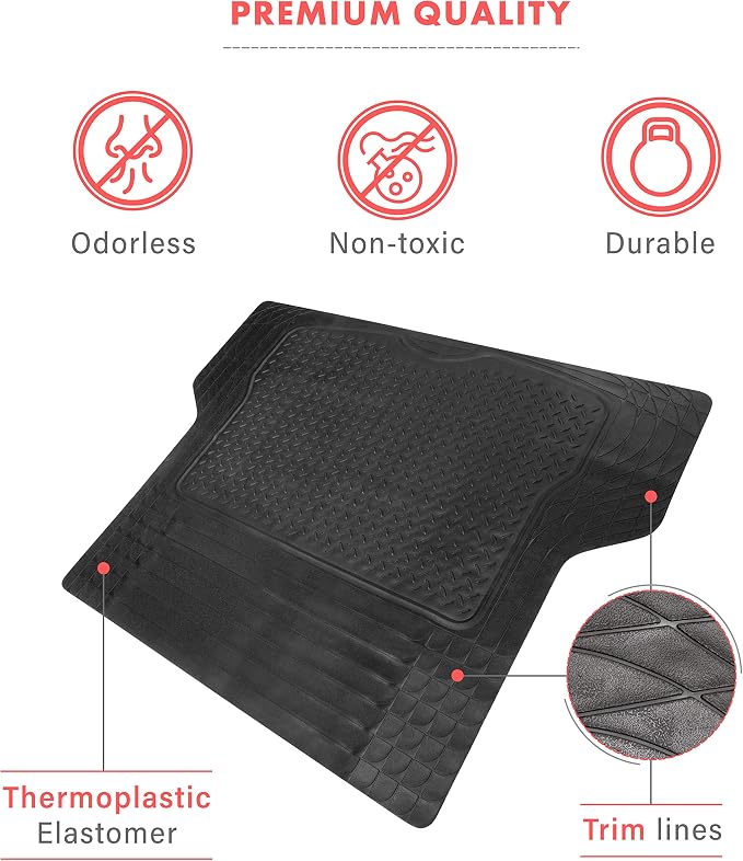VaygWay Heavy Duty Cargo Liner Trunk Floor Mat – All Weather Trunk Protection Floor Mat - Black Rubber Trimmable Durable Cargo Auto Mat – Universal Fit Car SUV Truck Auto - Image 3