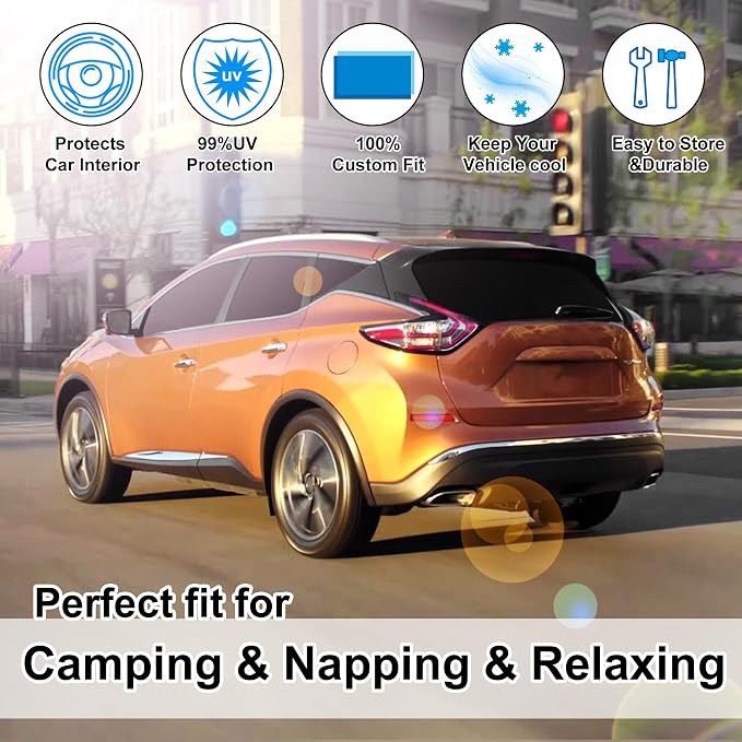 TINGLU Window Shades for Nissan Murano 2015-2024 Accessories Car Side Full Windows Rear Triangular Windshield Sun Shade Sun UV Rays & Privacy Protection for Camping,Napping,and Relaxing 8PCS - Image 6