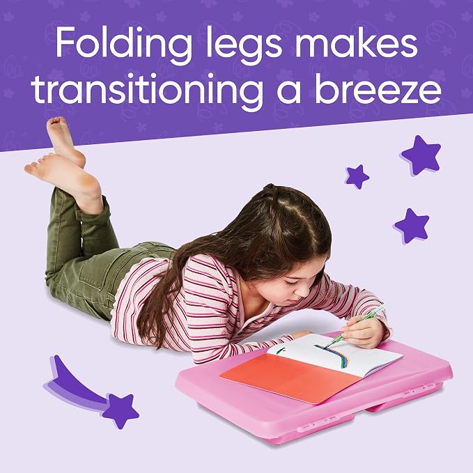 HearthSong Kids’ Portable Folding Lap Desk with Large Storage Activity Tray - 17" L x 12" W x 7½"H - Pink - Image 5