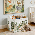 Rectangular Woodland Animal Basket Storage Basket,Bear Fox Gift Box Bin Shelf Book Woodland Room Decor,Gift Baskets(Tree animals) - Image 3