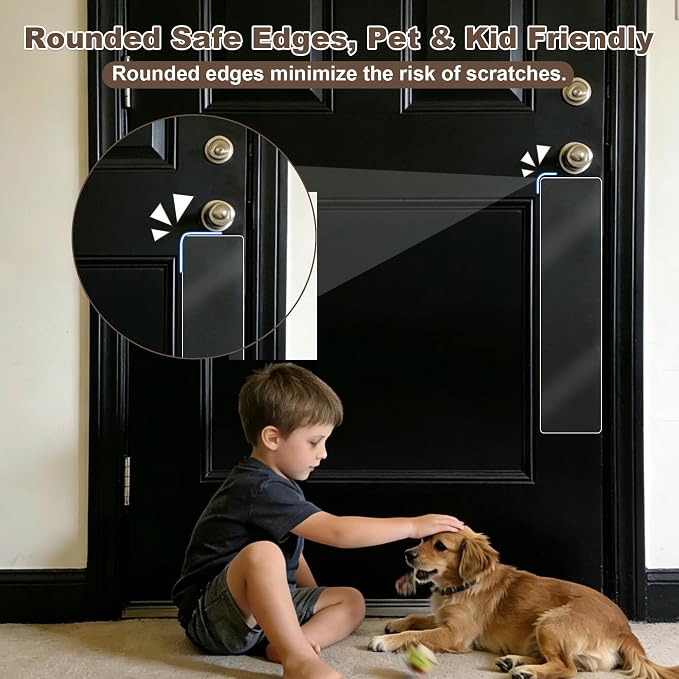 2 PCS 4"x17" Door Scratch Protector Dog, Self-Adhesive, Rounded Corners | Thickened Acrylic Door Protector from Dog Scratching, Anti-Scratch Guard for Dogs & Cats, Clear Protection - Image 4