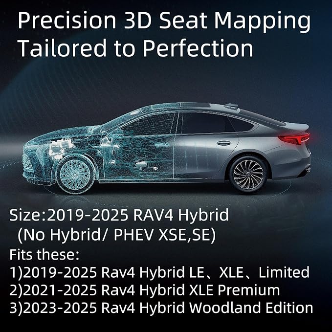 EKR Rav4 Seat Covers Custom Fit for Toyota Rav4 (Only Hybrid) 2019-2025 LE,XLE,XLE Premium,Limited,Woodland Edition,Car Seat Cover Full Set for SUV,Neoprene(Black) - Image 2