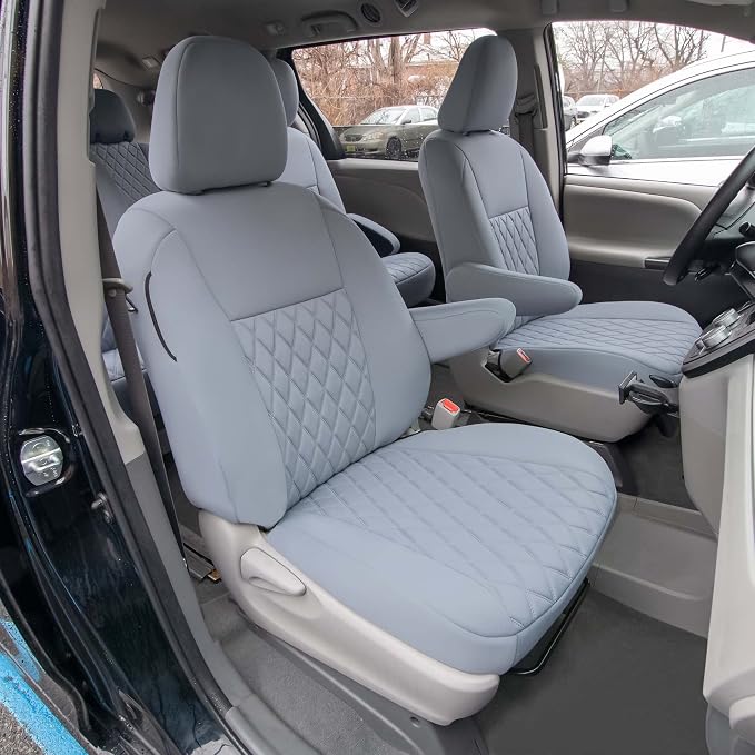 FH Group Custom Fit Car Seat Covers Specifically Made for 2011-2020 Toyota Sienna 7 Seater with Ultraflex Neoprene Water Resistant Automotive Seat Covers - Full Set Solid Gray - Image 5