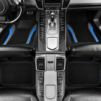 CAR PASS Leather Sporty Car Floor Mats Carpet, Universal Waterproof Automotive Floor Mat Fit for Sedans, Cars, Mid Trucks, Vans, SUV, Set of 4 (Black and Blue) - Image 2