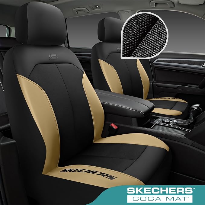Skechers Car Seat Covers,GOGA Mat Oxford Cloth Seat Covers,Waterproof Car Seat Covers Full Sets,Automotive Universal Fit Seat Cover for Most Cars, Suvs, Trucks,Beige - Image 2