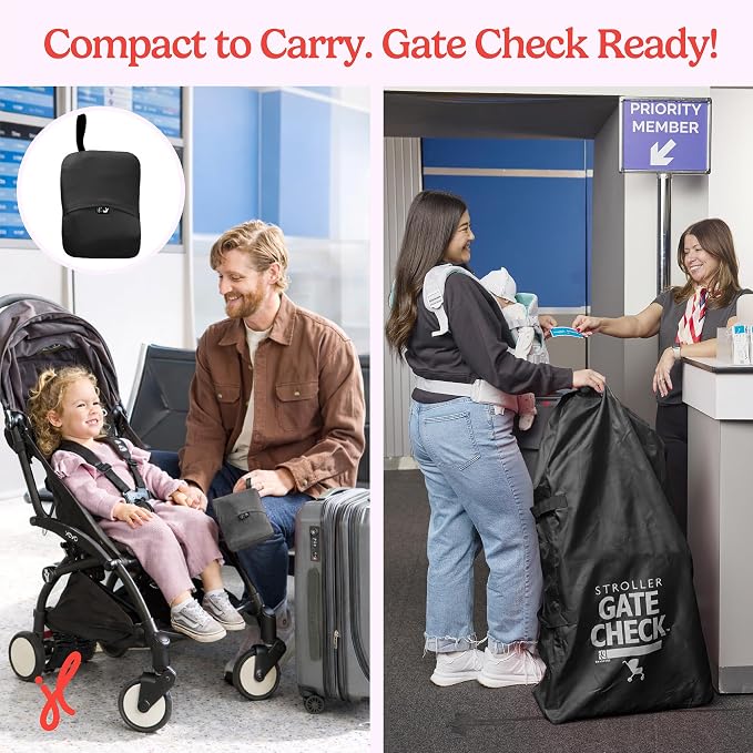 J.L. Childress Gate Check Travel Bag for Single & Double Strollers, Black | AirTag compatible Gate Check Bag keeps strollers clean, protected & easy to identify when airport gate checking - Image 7