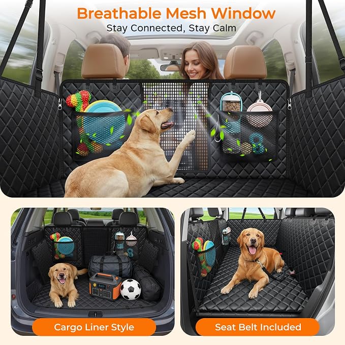 URPOWER Dog Back Seat Extender for Full-Size Crew Cab Trucks, Hard Bottom | Supports 550 lbs, Stable 3-Panel Hard Bottom, Added High-Density Foam for Comfort, Waterproof 900D Oxford, 45% More Space - Image 3