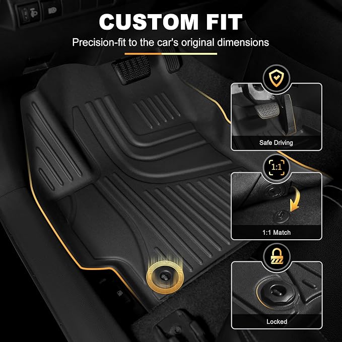 AOMSAZTO Floor Mats for Toyota RAV4 Gas 2013-2018 (Not for Hybrid) | Custom Fit Floor Liners & Cargo Liner All-weather Easy to Clean Heavy Duty Waterproof LE/SE/XLE /Limited/Platinum/Adventure - Image 3