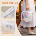 3PCS Travel Essentials for Toiletries, 1.2MM Clear Hard Shell Zipper Case | Makeup Bag for Cosmetics, Puzzles and Snacks, Clear Travel Bag for Diaper Bag Organizer, with Handles - Image 5
