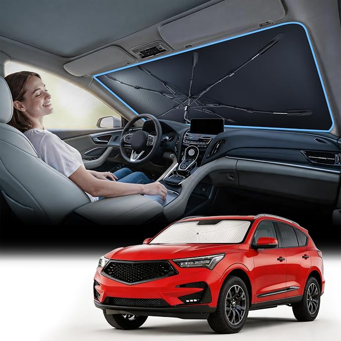 Nmoiss [Vinyl Coating Heat Shield] Windshield Sun Shade Umbrella Custom for Acura RDX, Protect Car from Sun Rays & Heat Damage Keep Cool and Protect Interior by Nmoiss