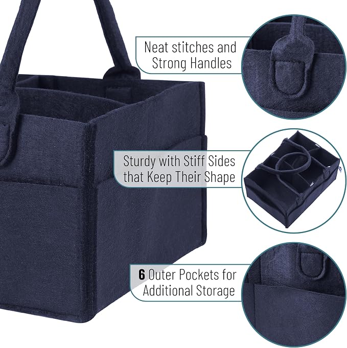 Mr. Pen- Baby Diaper Caddy Organizer, Navy Blue | Nursery Storage Bin and Car Organizer for Diapers and Baby Wipes - Image 3