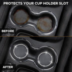 EcoNour Bling Cup Holder Insert (2 Pack) with Push Start Button Ring | (1 Pack) 2.75 Inch Silicone Coaster Pad and 1.5 Inch Ring with Elegant Crystal Rhinestone | Car Interior Accessories (Black) - Image 2