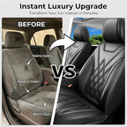 Car Seat Covers Compatible with GMC Yukon 2007-2025 2026 - Full Set 5 Seats Luxury Leather All-Weather Seat Cushions & Protectors, Waterproof & Breathable, Airbag Compatible (Black) - Image 5