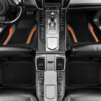CAR PASS Leather Sporty Car Floor Mats Carpet, Universal Waterproof Automotive Floor Mat Fit for Sedans, Cars, Mid Trucks, Vans, SUV, Set of 4 (Black and Orange) - Image 2