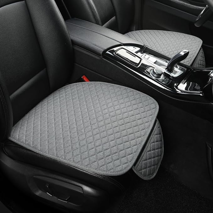 West Llama Linen Car Seat Covers,Bottom Seat Covers for Cars Include 2 Piece Front Driver Seat Pad Mat Universal Fits 90% Vehicles,SUVs,Cars,Sedans(2Piece-Gray) - Image 2