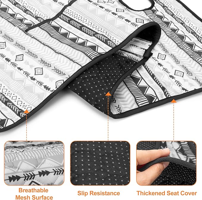 PGmoon Golf Cart Seat Covers with 4 Front Pockets & Nonskid Bottom | Universal Golf Cart Seat Towel Blanket Fits for EZGO, Yamaha, Club Car and More 2 Person Seats Golf Carts - Image 4