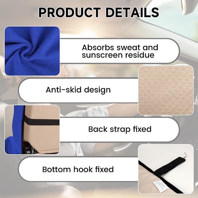 Car Seat Covers 2pcs Waterproof Towel Car Seat Cover Universal Fit for Most Trucks SUV Fitness Athletes Pets Gym and Water Sport，Blue - Image 7