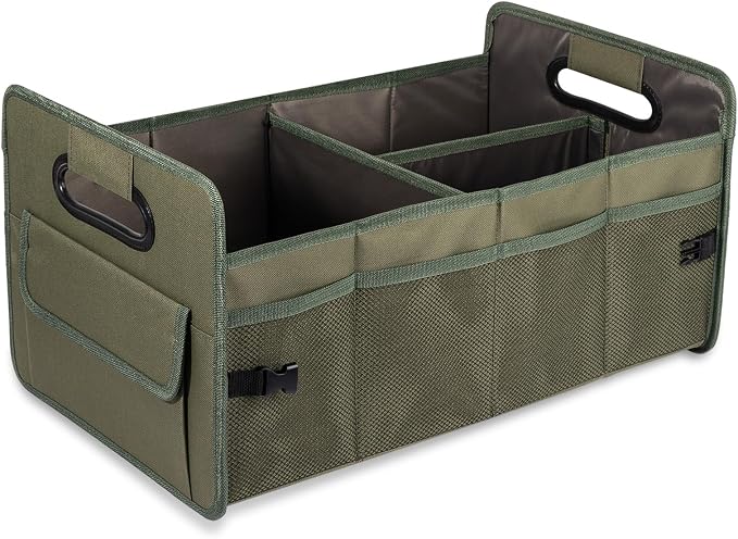JiatuA Car Trunk Organizer, Collapsible Car Organizers and Storage Green | Sturdy, Large Capacity, Clean Decor, Multi Compartment Container Box, Adjustable Car Accessories for SUV Sedan Truck by JiatuA