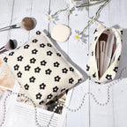 SOIDRAM 2 Pcs Makeup Bag Large Cosmetic Bag Toiletry Bag Makeup Pouch Travel Bag Organizer Cute Makeup Brushes Aesthetic Accessories Storage Bag for Women Black Floral Corduroy - Image 3