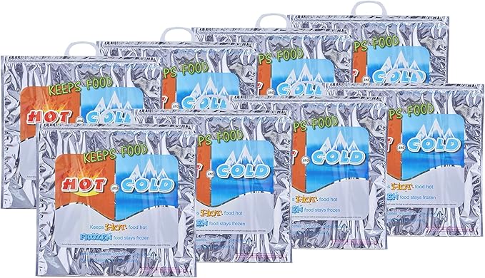Superio Hot and Cold Insulated Bags for Food Delivery, Grocery Shopping Bags, Food Storage for Hot and Frozen Food for Travel, Disposable Cooler Bag, Reinforced Thermal Lunch Bag (8, 20"x19") by Superio