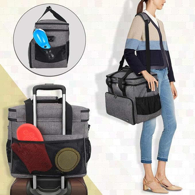 Teamoy 2 Layer Dog Travel Bag, Pet Supplies Weekend Tote Organizer, Gray | Large Dog Bag for Supplies with 2 Silicone Collapsible Bowls, 2 Food Carriers, 1 Water-Resistant Placemat - Image 7