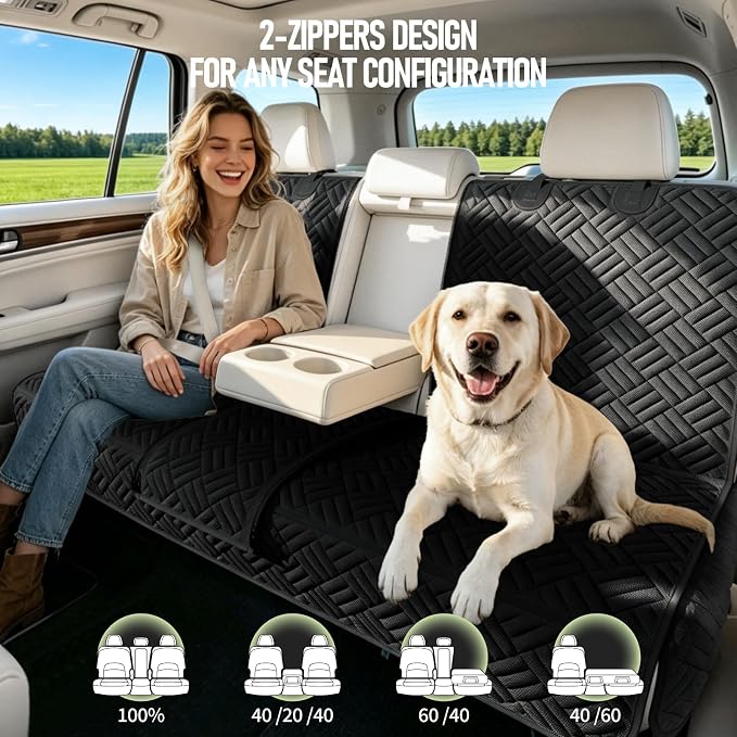 Dog Car Seat Cover for Back Seat, Waterproof 600D Oxford Protector | Non Slip Scratch Resistant Bench Cover, Easy to Clean, Fits Full-Size Trucks/SUVs, 60 Inch, for Travel and Daily Use, - Image 3