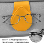 Magnetic Sunglass Holder for Car Visor, Leather Vehicle Sunglass Hanger Clamp Card Holder with Magnet, Universal Eyeglass Clamp Visor Ticket Organizer for Cars Trucks SUVs (Yellow) - Image 5