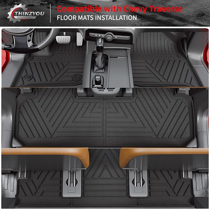 Floor Mats for 2018-2023 Chevrolet Traverse 7 Seat | 2024 Traverse Limited 7 Seat Trunk Mat Cargo Mat Liner TPE All Weather Back Seat Cover 2023 Chevy Traverse Accessories - Image 2