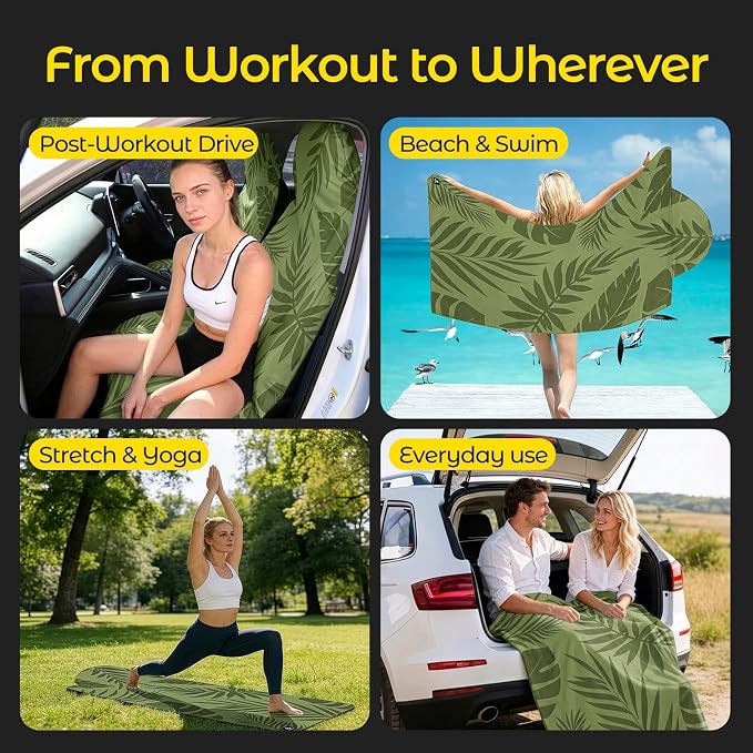 Car Seat Towel Cover, Full-Sized, Sweat Absorbing Towel for Gym - Palm | Washable quick-dry towel cover protects front seats from sweat and water after gym, workout, running, beach and swimming - Image 6