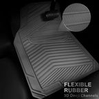 CAR PASS Rubber Car Mats, Waterproof Car Floor Mats All Weather,Car Mat Full Set 3 Piece, Grey Automotive Floor Mat Trim to Fit for Cars Sedan SUVs Trucks, Anti-Slip Easy Clean, All Gray - Image 2