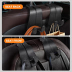 CoBak Extra Wide Car Seat Back Hooks, Premium Stitched Leather Headrest Hangers with Wide Slot Structure, Universal for Any-Width Purses, Handbags, Bags (4 Pack), Carbon Fiber Black - Image 2