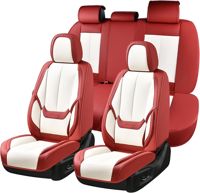 Coverado Car Seat Covers, Seat Covers for Cars, Waterproof Leather Auto Seat Protectors, Leather Car Seat Cushion, Car Interiors Accessories Universal Fit for Most Cars by COVERADOAUTO