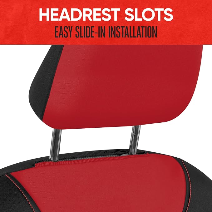 Motor Trend AquaShield Waterproof Front Seat Covers, Red Seat Covers for Cars – Neoprene Front Car Seats Cover, SUV Seat Covers Protector - Car Interior Cover for Auto, Trucks, & Dog Owners - Image 4