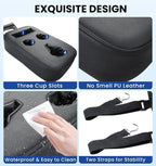 Upgraded Car Cup Holder with Dual Secure Strap Back Seat Cup Holder for Car | PU Leather Truck Cup Holder, Boat Tray Organizer for Trucks, Minivans, SUVs, RVs, Holds Coffee, Snacks, Cell Phone - Image 4