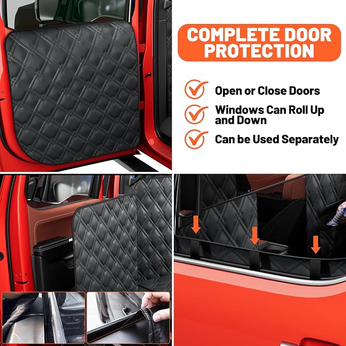 Surfcabin XL Floor Cover with Door Protection for Full Size Crew Cab Trucks | Waterproof Dog Seat Cover for Back Seat & Headrest Protector, Fits F150, GMC & More Fold Up Seat Trucks（Passenger Side Split） - Image 3