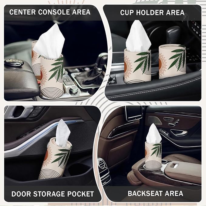 Arttown Car Tissue Holder for Cup Holder Facial Tissues 12 Pack Boho Modern | Bulk 3-Ply,Refillable Marble Print Cylinder Tissue Boxes,Fit Car Home Office School (600 Sheets Total,50 Sheets Each) - Image 4