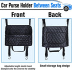 BFXM Car Purse Holder Between Seats, Leather Front Seat Car Organizer | Large Capacity Car Net Pocket Handbag Holder, Backseat Barrier Storage Bag Fits for Car, Truck, SUV, Purse Holder for Car - Image 6