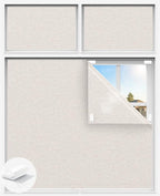 Linen Blackout Curtains for Bedroom, 39" x 58" Portable Blackout Blinds | 100% Blackout Window Cover with Hook&Loop Strip, Temporary Blackout Shades, Blackout Window Film for Nursery Travel RV- Cream by Tlany