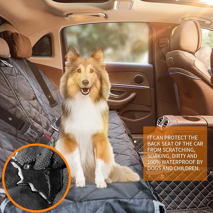 BRONZEMAN 100% Waterproof Bench Car Seat Cover Protector - Strong & Durable,Heavy-Duty and Nonslip Rear Back Seat Cover with Middle Seat Belt,Universal Size Fits for Cars, Trucks & SUVs - Image 2