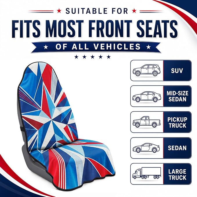 Car Seat Towel Cover for Front Seat, 1Pc Sweat Absorbent Car Seat Protector with Non-Slip Backing, Waterproof Towel Car Seat Cover for Runners, Gym, Swimming, Beach, Pets, Patchwork Flag - Image 6