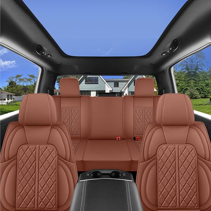 Car Seat Cover Custom Fit for Ford F150 2009-2026 Faux Leather Seat Cover Set Compatible with Regular Cab Super Cab Super Crew Pickup Truck Cushions(Brown, Front Seat) - Image 7