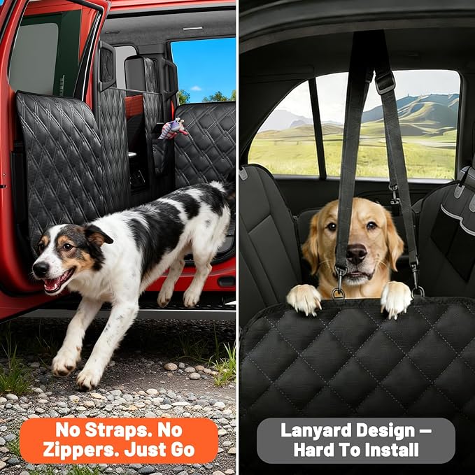 Surfcabin XL Floor Cover with Door Protection for Full Size Crew Cab Trucks | Waterproof Dog Seat Cover for Back Seat & Headrest Protector, Fits F150, GMC & More Fold Up Seat Trucks（Passenger Side Split） - Image 4