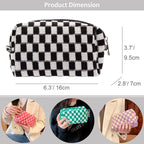 PAZIMIIK Checkered Makeup Bag for Purse Portable Zipper Make Up Pouch Small Cosmetic Case for Travel Accessories (Black) | Cute Zipper Makeup Organizer for Women, Travel Essentials, Toiletries, Makeup Brushes, Beauty Accessories&Bridesmaid Gifts - Image 3