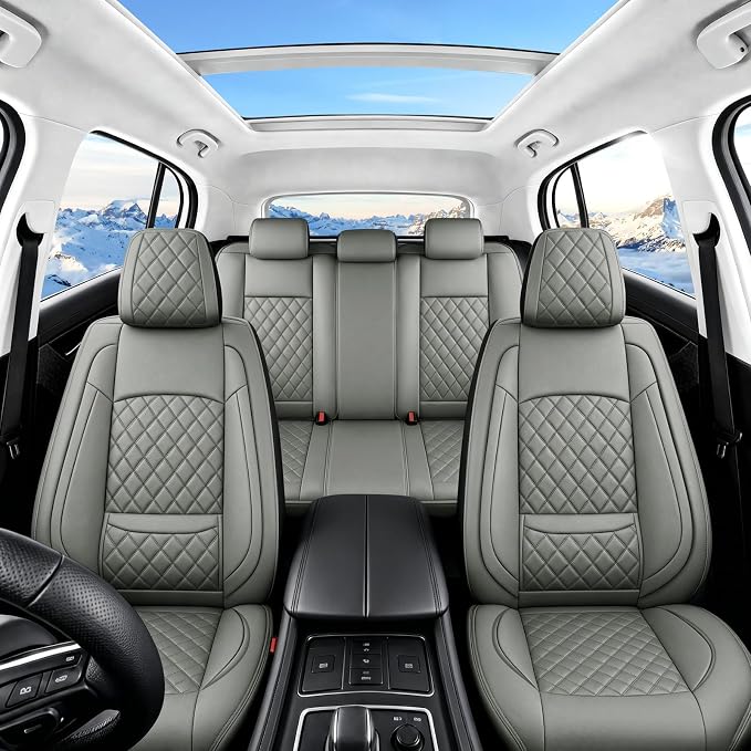 for Subaru Forester 2009-2026 Car Seat Covers, Full Set, Gray | Luxury Full Coverage Leather Seat Protectors, Waterproof Breathable, Non-Slip, Easy to Install, Airbag Compatible, All-Season - Image 2